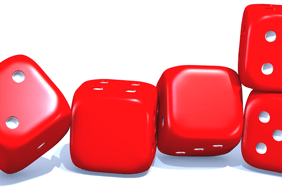 Red dice with numbers 2009