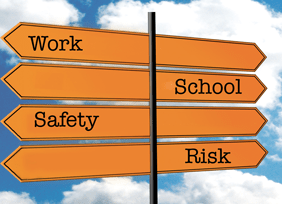 Grad School or Work? Safety or Risk? Signage. Original image Image courtesy of stock.xchng® (modifications made)